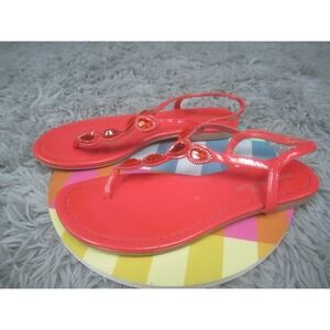 Montego Bay Club Sandals Womens Size 7 Pink Rhinestone Thong Slingback Flat